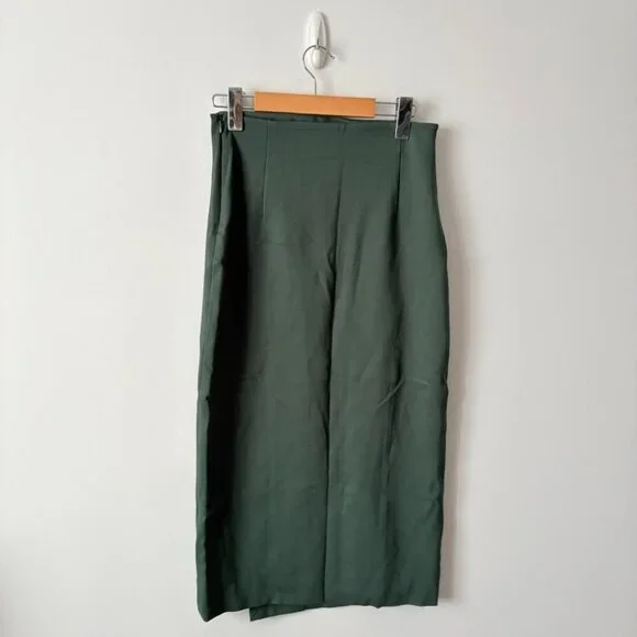 Aritzia Babaton Billy Button Midi Pencil Skirt Dark Green Size 4 - Picture 4 of 6